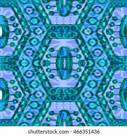 Ethnic seamless pattern with folk print. Stylized handmade textile