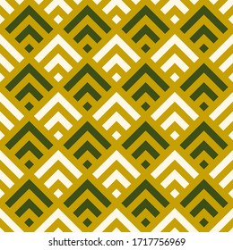 Ethnic seamless pattern. Folk wallpaper. Chevrons, curves, angle brackets, checks, squares, tiles, rhombuses, diamonds ornament. Tribal motif. Ethnical mosaic. Ethnic ornate. Vector, textile print.