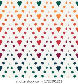 Ethnic seamless pattern. Freehand horizontal zigzag chevron stripes print. Boho chic design background. Indigenous, tribal style wallpaper. Brush strokes, handdrawn geometric ornament. Vector abstract