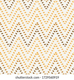 Ethnic seamless pattern. Freehand horizontal zigzag chevron stripes print. Boho chic design background. Indigenous, tribal style wallpaper. Brush strokes, handdrawn geometric ornament. Vector abstract