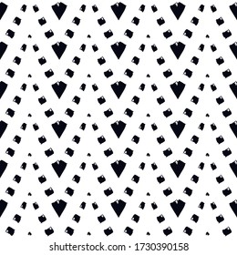 Ethnic seamless pattern. Freehand horizontal zigzag chevron stripes print. Boho chic design background. Indigenous, tribal style wallpaper. Brush strokes, handdrawn geometric ornament. Vector abstract