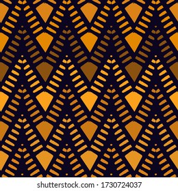 Ethnic seamless pattern. Freehand horizontal zigzag chevron stripes print. Boho chic design background. Indigenous, tribal style wallpaper. Brush strokes, handdrawn geometric ornament. Vector abstract
