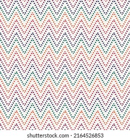 Ethnic seamless pattern. Freehand horizontal zigzag chevron stripes print. Boho chic design background. Indigenous, tribal style wallpaper. Brush strokes, handdrawn geometric ornament. Vector abstract