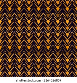 Ethnic seamless pattern. Freehand horizontal zigzag chevron stripes print. Boho chic design background. Indigenous, tribal style wallpaper. Brush strokes, handdrawn geometric ornament. Vector abstract