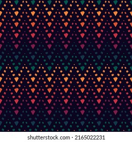Ethnic seamless pattern. Freehand horizontal zigzag chevron stripes print. Boho chic design background. Indigenous, tribal style wallpaper. Brush strokes, handdrawn geometric ornament. Vector abstract