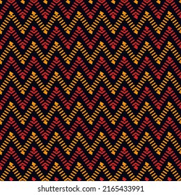 Ethnic seamless pattern. Freehand horizontal zigzag chevron stripes print. Boho chic design background. Indigenous, tribal style wallpaper. Brush strokes, handdrawn geometric ornament. Vector abstract