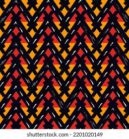 Ethnische nahtlose Muster. Freehand horizontale Zickzack-Chevron Streifen bedruckt. Boho chic Design Hintergrund. Indigene Tapeten im Stammesstil. Pinselstriche, handgezeichnete geometrische Ornamente. Vektorgrafik