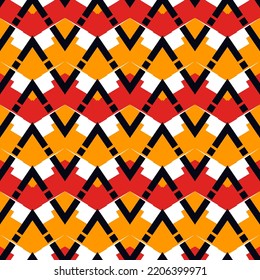 Ethnic seamless pattern. Freehand horizontal zigzag chevron stripes print. Boho chic design background. Indigenous, tribal style wallpaper. Brush strokes, handdrawn geometric ornament. Vector abstract