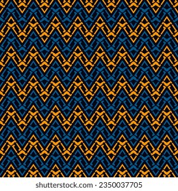 Ethnic seamless pattern. Freehand horizontal zigzag chevron stripes print. Boho chic design background. Indigenous, tribal style wallpaper. Brush strokes, handdrawn geometric ornament. Vector abstract