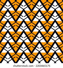 Ethnic seamless pattern. Freehand zigzag stripes print. Boho chic design background. Tribal wallpaper. Brush wavy lines. Handdrawn geometric ornament. Chevron backdrop. Indigenous image