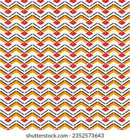 Patrón étnico sin fisuras. Impresión de franjas de zigzag manos libres. Fondo de diseño elegante de Boho. Papel tapiz tribal. Cepillar líneas onduladas. Ornamento geométrico dibujado a mano. Fondo de Chevron. Imagen indígena