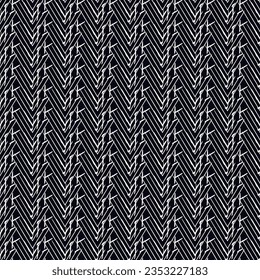 Ethnic seamless pattern. Freehand zigzag stripes print. Boho chic design background. Tribal wallpaper. Brush wavy lines. Handdrawn geometric ornament. Chevron backdrop. Indigenous image