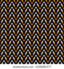 Patrón étnico sin fisuras. Impresión de franjas de zigzag manos libres. Fondo de diseño elegante de Boho. Papel tapiz tribal. Cepillar líneas onduladas. Ornamento geométrico dibujado a mano. Fondo de Chevron. Imagen indígena. Arte vectorial.