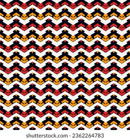 Ethnic seamless pattern. Freehand zigzag stripes print. Boho chic design background. Tribal style wallpaper. Brush wavy lines. Handdrawn geometric ornament. Chevron backdrop. Indigenous image.