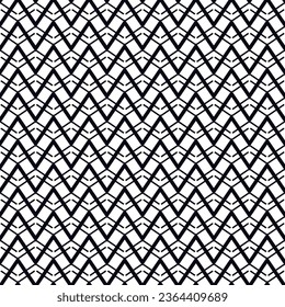 Ethnic seamless pattern. Freehand zigzag stripes print. Boho chic design background. Tribal wallpaper. Brush wavy lines. Handdrawn geometric ornament. Chevron backdrop. Indigenous image