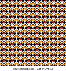 Ethnic seamless pattern. Freehand zigzag stripes print. Boho chic design background. Tribal wallpaper. Brush wavy lines. Handdrawn geometric ornament. Chevron backdrop. Indigenous image