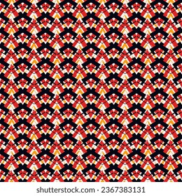 Ethnic seamless pattern. Freehand zigzag stripes print. Boho chic design background. Tribal style wallpaper. Brush wavy lines. Handdrawn geometric ornament. Chevron backdrop. Indigenous image