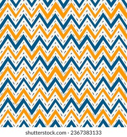 Ethnic seamless pattern. Freehand zigzag stripes print. Boho chic design background. Tribal wallpaper. Brush wavy lines. Handdrawn geometric ornament. Chevron backdrop. Indigenous image