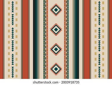 Ethnic seamless pattern. Geometric background. South western decor. Mexican blanket, rug. Woven carpet illustration.