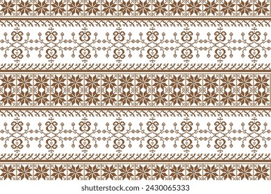 Ethnic Seamless Pattern. Geometric Floral Seamless Pattern Vintage Style. Seamless Digital Papers Design for background, illustration, texture, fabric, wallpaper, clothing, carpet, batik, embroidery