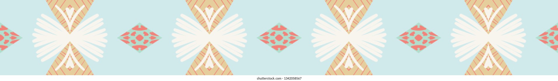 Ethnic seamless pattern. Geometric folklore design. Oriental motif. Ink printed ornament. Vector traditional pattern. 