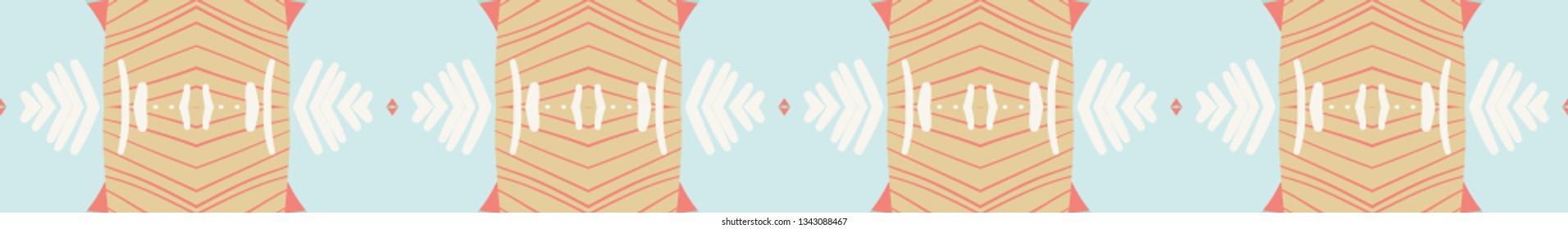 Ethnic seamless pattern. Geometric folklore design. Oriental motif. Ink printed ornament. Vector traditional pattern. 