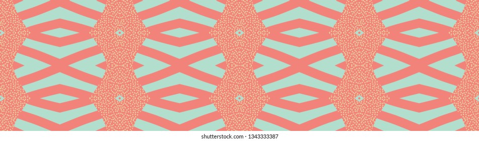 Ethnic seamless pattern. Geometric folklore design. Oriental motif. Ink printed ornament. Vector traditional pattern. 