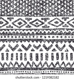 Ethnic seamless pattern. Geometric gray-white ornament. Handwork. Print for textiles. Vector illustration.