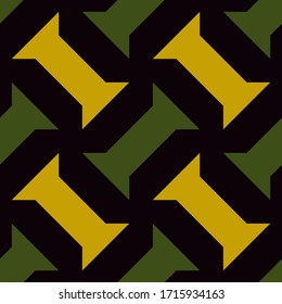  Patrón étnico sin fisuras. Ornamento geométrico. Fondo popular. Motivo tribal. Papel tapiz geométrico. Antiguo mosaico. Formas de columna anguladas. Impresión textil étnica, fondo abstracto. Ilustración vectorial.