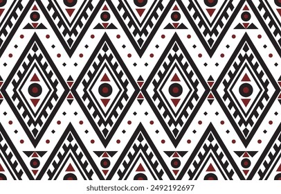 Ethnic seamless pattern geometric ornament black white. vector design for background, wallpaper, clothing, fabric, carpet, textile, printing