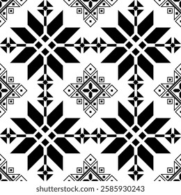 Ethnic seamless pattern geometric ornament black white. vector design for background, wallpaper, clothing, fabric, carpet, textile, printing
