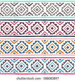 Ethnic seamless pattern. Geometric ornament. Tribal motifs. Summer striped print for your textiles. Vector illustration.
