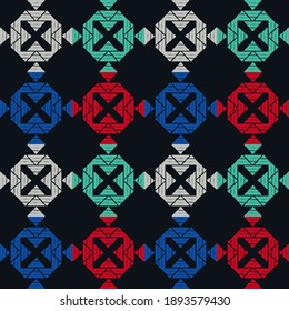 Ethnic seamless pattern of geometric shapes. Scribbles. Can be used for social media, posters, email, print, ads designs.