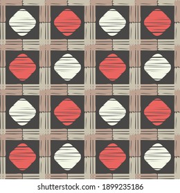 Ethnic seamless pattern of geometric shapes. Scribbles. Can be used for social media, posters, email, print, ads designs.