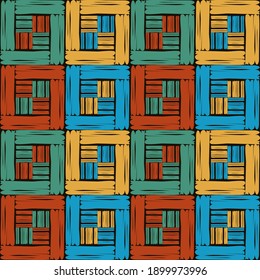 Ethnic seamless pattern of geometric shapes. Scribbles. Can be used for social media, posters, email, print, ads designs.