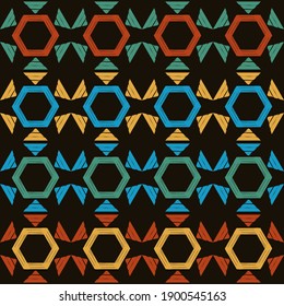 Ethnic seamless pattern of geometric shapes. Scribbles. Can be used for social media, posters, email, print, ads designs.