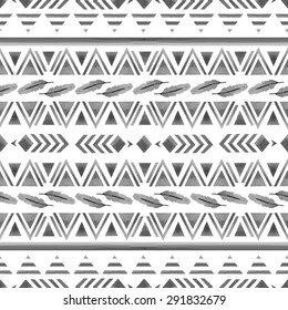 Ethnic seamless pattern. Geometrical watercolor print
