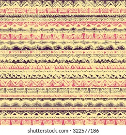 Ethnic seamless pattern. Gray, beige, pink and purple colors. Vector illustration handmade. Vintage print. Geometric abstraction.