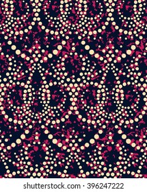 Ethnic seamless pattern with grunge effect. Ornamental background vector design in three colors. Simple to edit, without gradient.