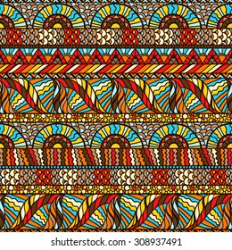 Ethnic seamless pattern with hand drawn ornament.