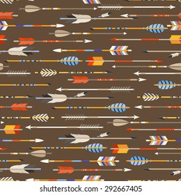 Ethnic seamless pattern with indian arrows in native style.