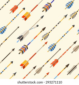 Ethnic seamless pattern with indian arrows in native style.