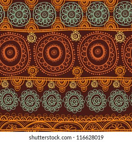 ethnic seamless pattern. Indian ornament, kaleidoscopic flora pattern, mandala. range, circle, round, disk. nice African abstract seamless pattern