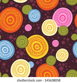 Ethnic seamless pattern. Indian ornament, kaleidoscopic pattern, mandala. range, circle, round, disk. nice African abstract seamless pattern. seamless pattern with circles