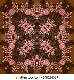 ethnic seamless pattern. Indian ornament, kaleidoscopic pattern.