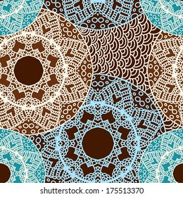 ethnic seamless pattern. Indian ornament, kaleidoscopic flora pattern, mandala. range, circle, round, disk. nice African abstract seamless pattern. seamless pattern with circles