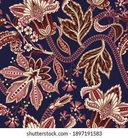 Ethnic seamless pattern with Indian ornament. Vector