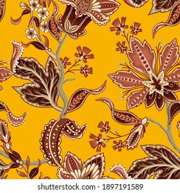 Ethnic seamless pattern with Indian ornament. Vector