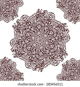 Ethnic Seamless Pattern with Indian Ornament