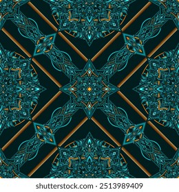 Patrón étnico, sin fisuras, patrón indio, geométrico vintage, floral, patrón sin fisuras, geométrico, tribal, impresión, textil, tela, Vector de textura de motivos étnicos indios
